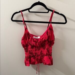 DO+BE Vibrant Red Smocked Camisole